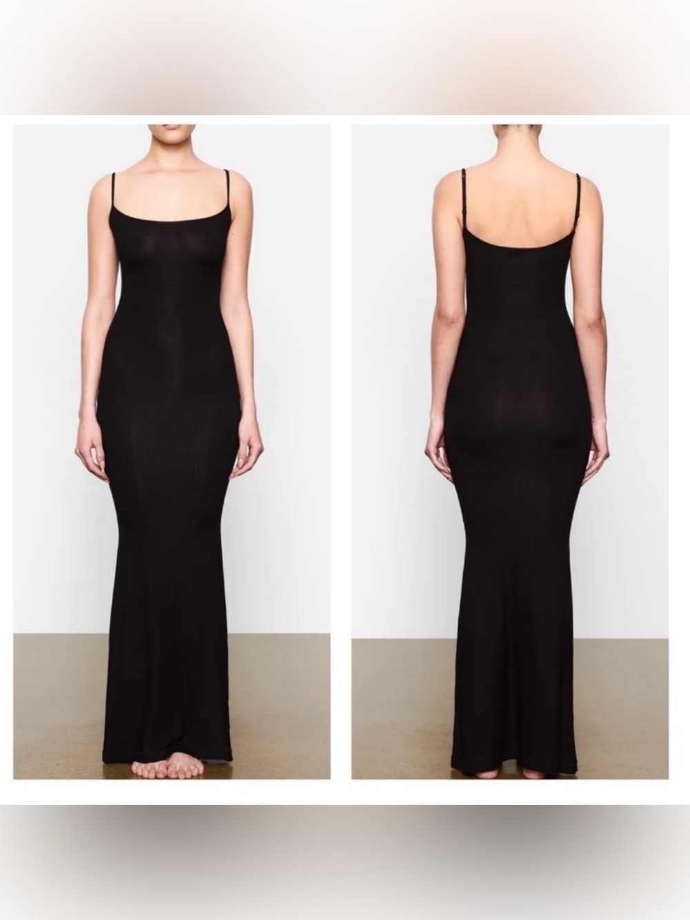 NWT Skims ribbed Soft Lounge Long Black adjustable strap slip Dress small